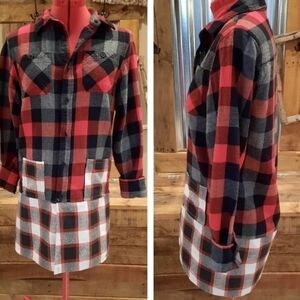 Upcycled Flannel Plaid Shirt Duster Ladies S Or Girl L Don't Throw It Out